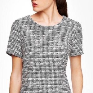 Express black and white tweed short sleeve cropped top